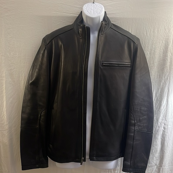 Cole Haan Men's Lambskin Leather Jacket Black Sz: S - Picture 5 of 11
